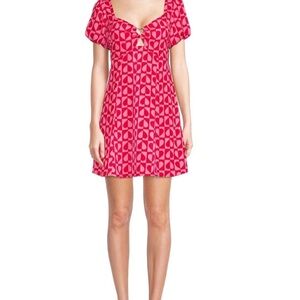 Stylish Red Heart Geometric Mini Dress